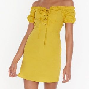 Off the Shoulder Lace Up Mini dress